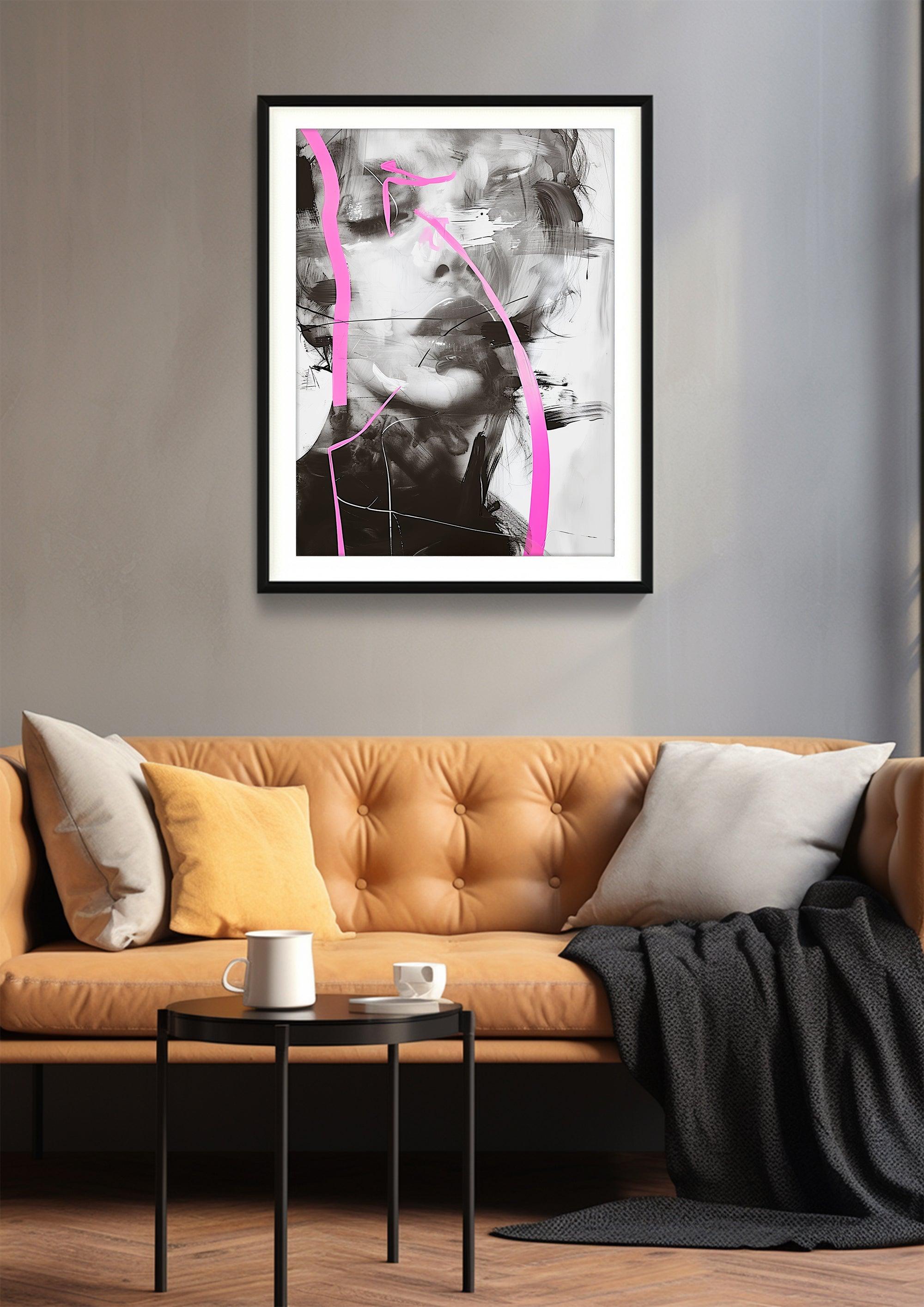 Fashion Forward: Modern Abstract Portrait & Lady Ink Art - Framed Poster Prints for Chic Home Decor