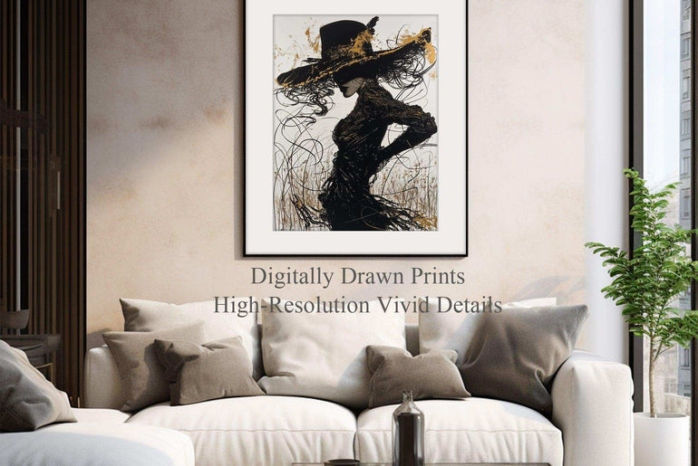 Abstract Ink Art,Framed Poster Wall Art,Modern